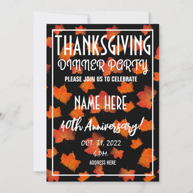 INVITATION À LA FÊTE DU REPAS DE THANKSGIVING (Devant)