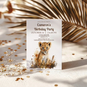 Invitation à la fête du roi lion à l'aquarelle