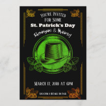 Invitation à la fête du Saint-Patrick Gold vert