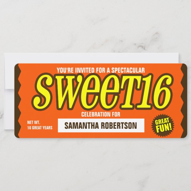 Invitation à la fête du Sweet sixteen de la barre  (Devant)
