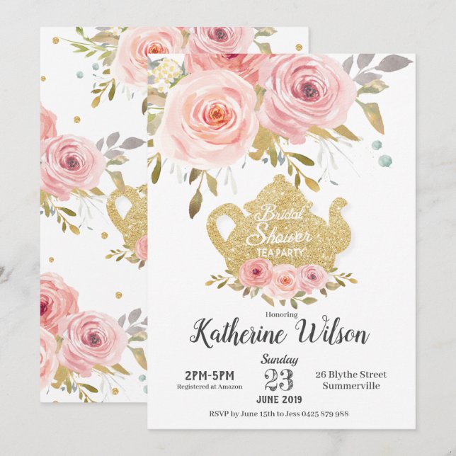 Invitation à la fête du thé à la Fête des mariées  (Devant / Derrière)