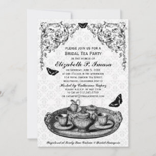 Invitation à la fête du thé de la mariée de Black 