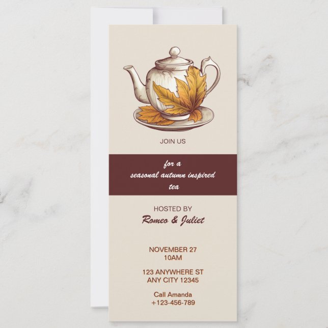 Invitation à la fête du thé de Thanksgiving en for (Devant)