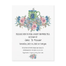 Invitation à la fête du thé pour bébés en aquarell
