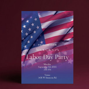 Invitation à la fête du Travail avec drapeau améri