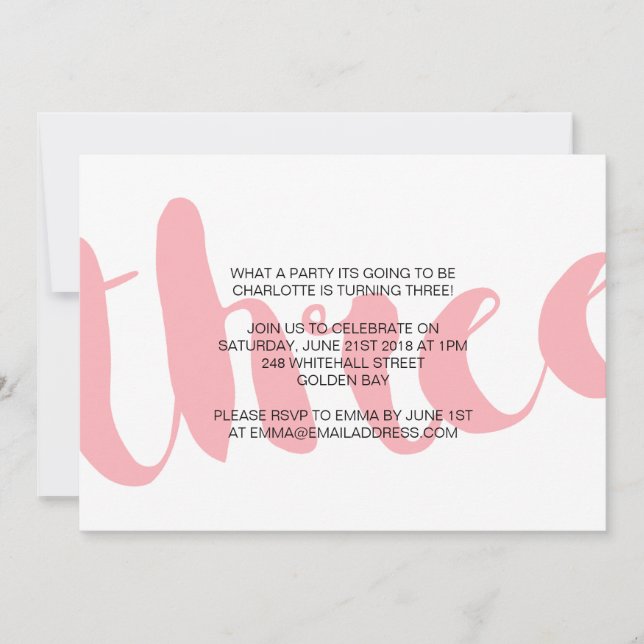 Invitation à la fête du troisième anniversaire de  (Devant)