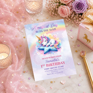 Invitation à la fête d'une journée magique Licorne