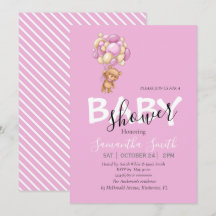 Invitation à la fête en peluche rose blanc