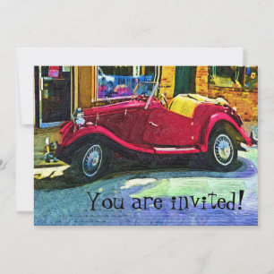 Invitation à la fête en voiture classique