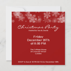 Invitation à la fête Falling Snowflakes Ruby Red
