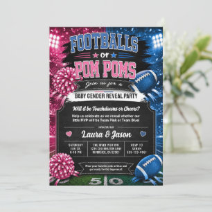 Invitation à la fête Footballs ou Pom-Poms, Révéla