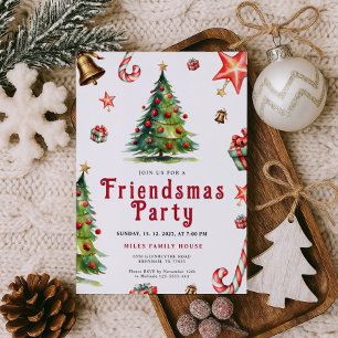Invitation à la fête Friendsmas dessinée à la main