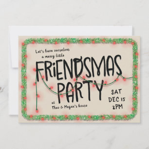 Invitation à la fête Friendsmas   Guirlande lumine