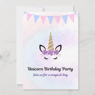 Invitation à la fête Licorne
