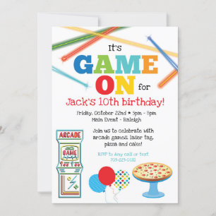 Invitation à la fête pizza Game On Arcade