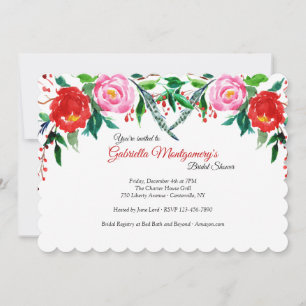 Invitation à la fête prénuptiale Roses d'hiver