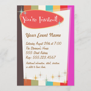 Invitation à la fête rétro colorée