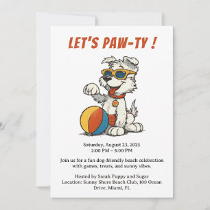 Invitation à la fête rétro de plage pour chiens - 