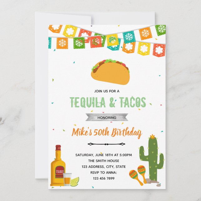 Invitation à la fête tequila et tacos (Devant)