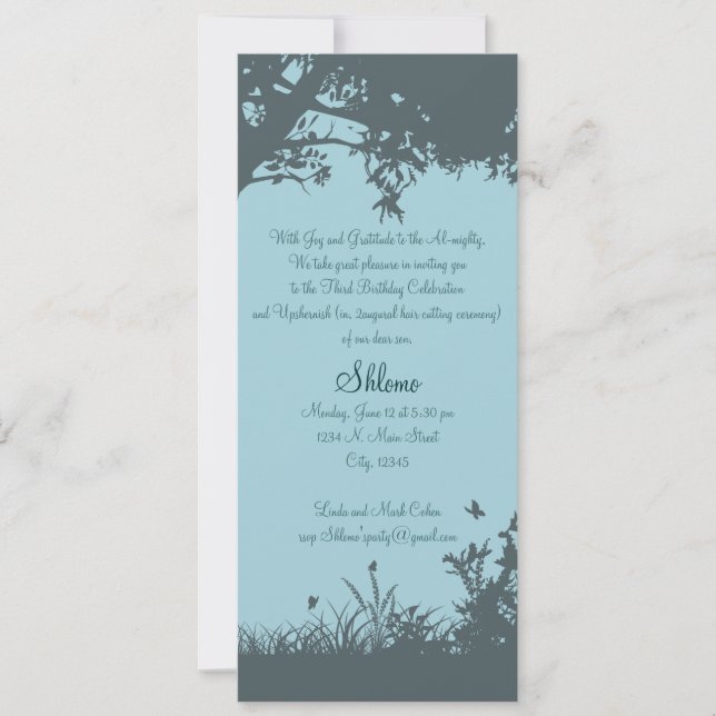 Invitation à la finition de l'arbre bleu (Devant)