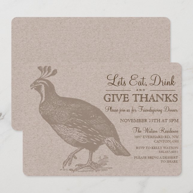 Invitation à la Friendsgiving d'automne et de potl (Devant / Derrière)