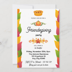 Invitation à la Friendsgiving des feuilles d'autom