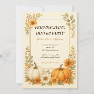 Invitation à la Friendsgiving et carte de menu ass