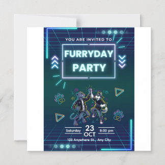 Invitation à la Furryday Party Néon Rétro