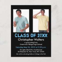 Invitation à la graduation Ajouter 2 image Bleu no