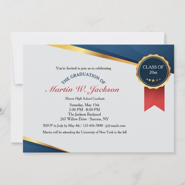 Invitation à la graduation du certificat de ruban  (Devant)