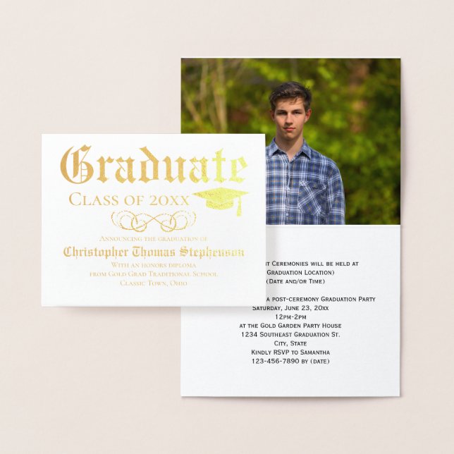 Invitation à la graduation en anglais traditionnel (Affichage)