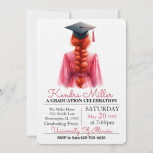 Invitation à la graduation en aquarelle rose