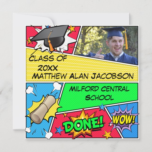 Invitation à la graduation Superhero du livre de b (Devant)