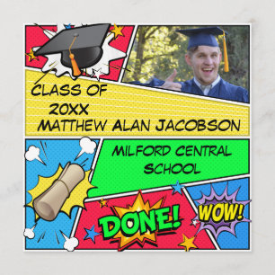 Invitation à la graduation Superhero du livre de b