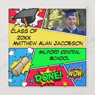 Invitation à la graduation Superhero du livre de b