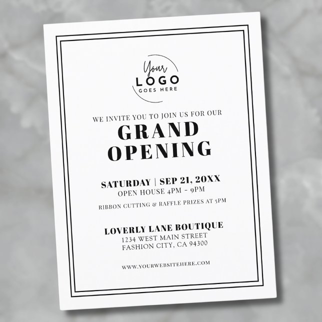 Invitation à la Grande Ouverture de Simple Logo Bu (Simple Logo Business Grand Opening Invitation Postcard)