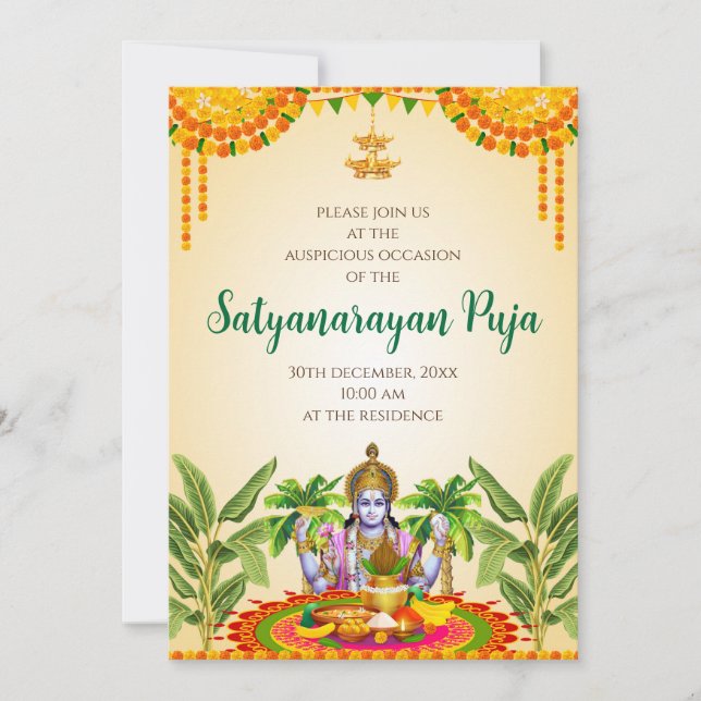 Invitation à la katha de Satya Narayan Satyanaraya (Devant)