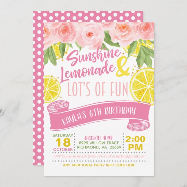 Invitation à la limonade (Devant / Derrière)