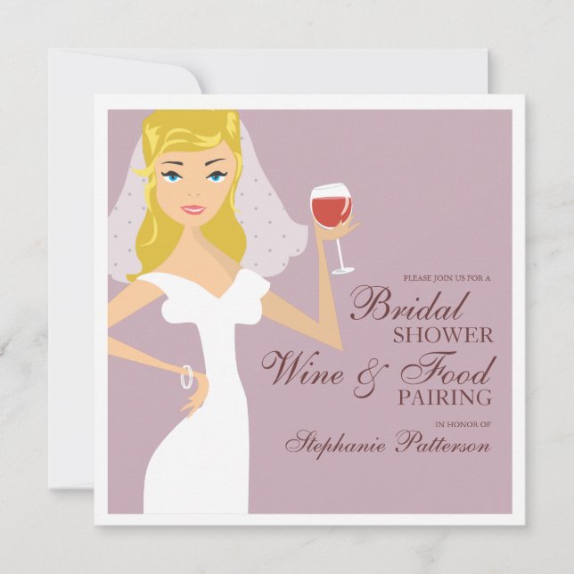Invitation à la mariée pour un mariage de vin (Devant)