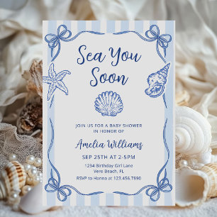 Invitation À la mer bientôt, bébé Coquillage Fête de naissanc
