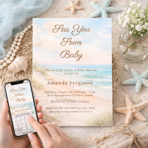 Invitation À la mer bientôt Bébé de la Plage Shower