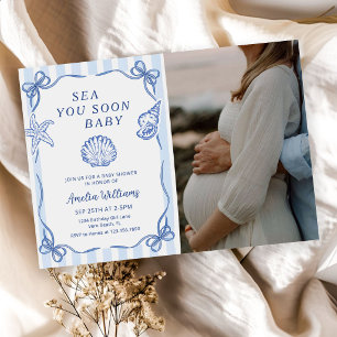 Invitation À la mer bientôt, bébé Shower de coquillages Photo