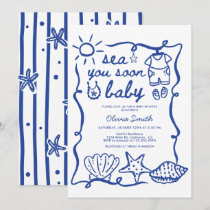 Invitation À la mer bientôt, bébé Shower de plage coquillage 