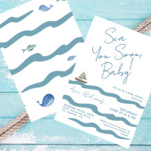 À la mer bientôt bébé Vagues nautiques bleues Show