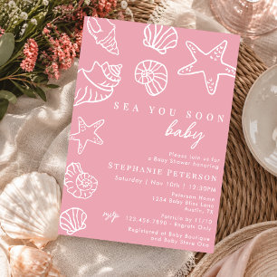Invitation À la mer bientôt Fille rose plage côtière Shower d
