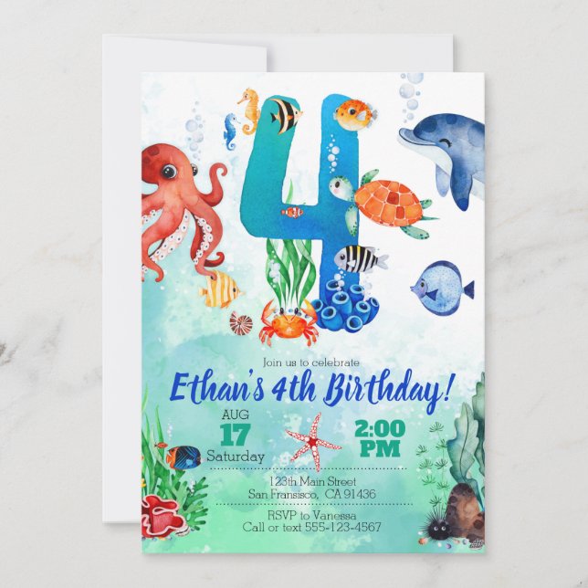 Invitation à la mer pour le 4e anniversaire (Devant)