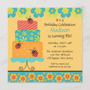 Invitation à la mode d'anniversaire de gâteau