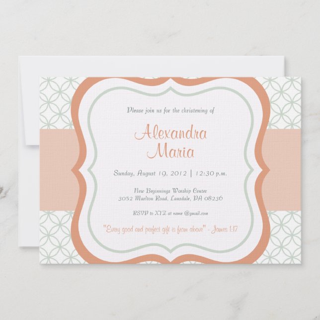 Invitation à la mode de baptême de dévouement de (Devant)
