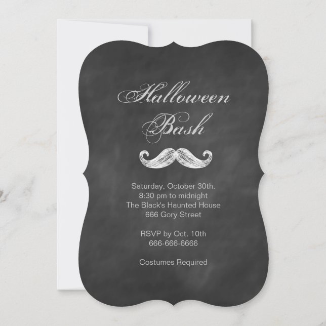 Invitation à la Mustache Chalkboard de Halloween P (Dos)