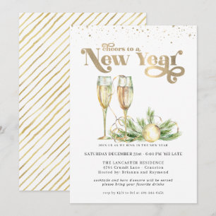 Invitation À la nouvelle année Champagne pétillant
